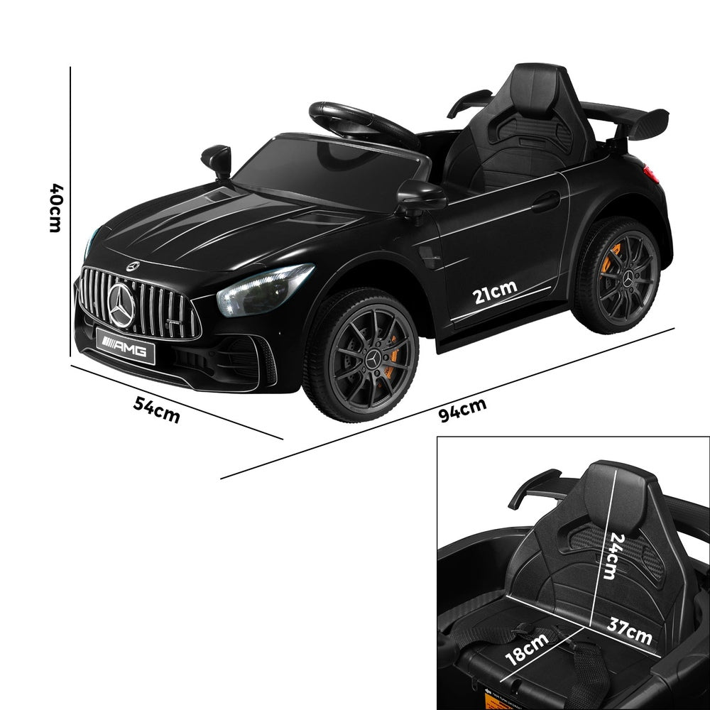 Kids Ride On Car Mercedes-Benz AMG GTR Licensed Remote Electric Toy Gift 12V Black-Ride On Car-PEROZ Accessories