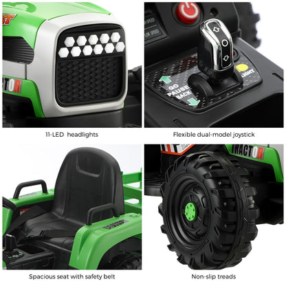 Mazam Kids Ride On Car Tractor 12V Toys Remote Control Green-Ride On Car-PEROZ Accessories