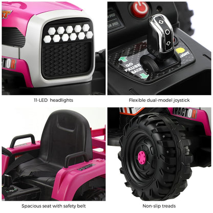 Mazam Kids Ride On Car Tractor 12V Toys Remote Control Pink-Ride On Car-PEROZ Accessories