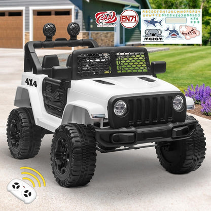 Mazam Kids Ride On Car Electric Toys Jeep 12V Remote Vehicle Car Gift White-Ride On Car-PEROZ Accessories