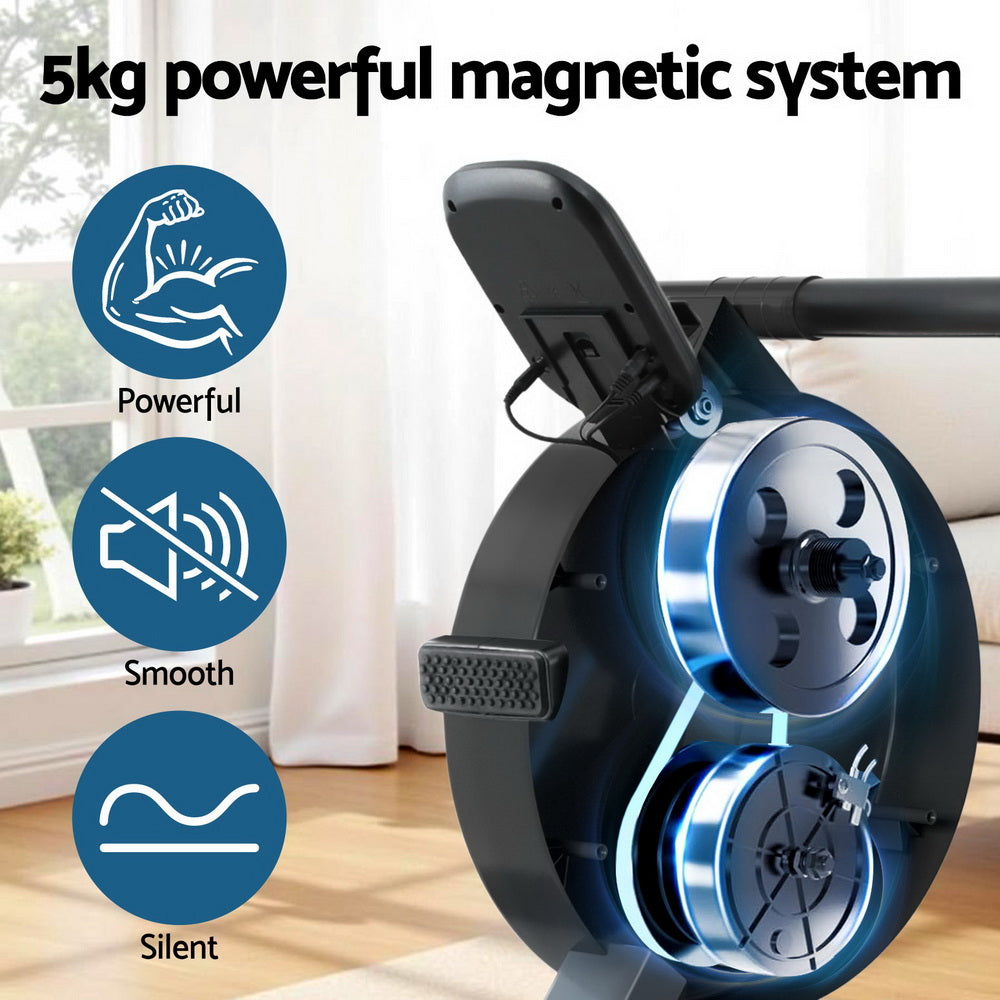 Everfit 16 Level Magnetic Rowing Machine for Home with App Connect Black-Sports &amp; Fitness &gt; Exercise, Gym &amp; Fitness &gt; Gym Equipment &amp; Accessories-PEROZ Accessories