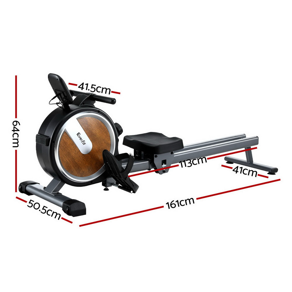 Everfit 16 Level Magnetic Rowing Machine for Home with App Connect Walnut-Sports &amp; Fitness &gt; Exercise, Gym &amp; Fitness &gt; Gym Equipment &amp; Accessories-PEROZ Accessories