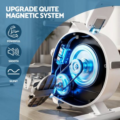 Everfit Rowing Machine for Home Magnetic Rowing Machine App Compatible Quiet Exercise Equipment White-Sports &amp; Fitness > Exercise, Gym &amp; Fitness > Gym Equipment &amp; Accessories-PEROZ Accessories