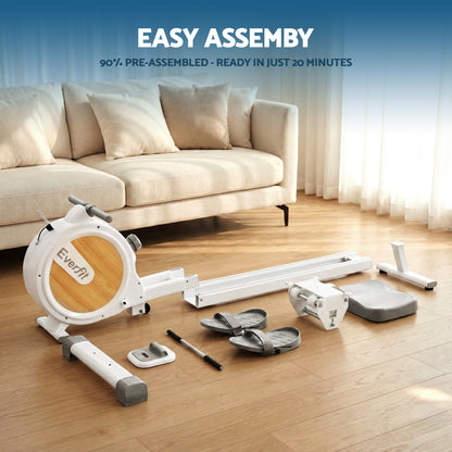 Everfit Rowing Machine for Home Magnetic Rowing Machine App Compatible Quiet Exercise Equipment White-Sports &amp; Fitness > Exercise, Gym &amp; Fitness > Gym Equipment &amp; Accessories-PEROZ Accessories