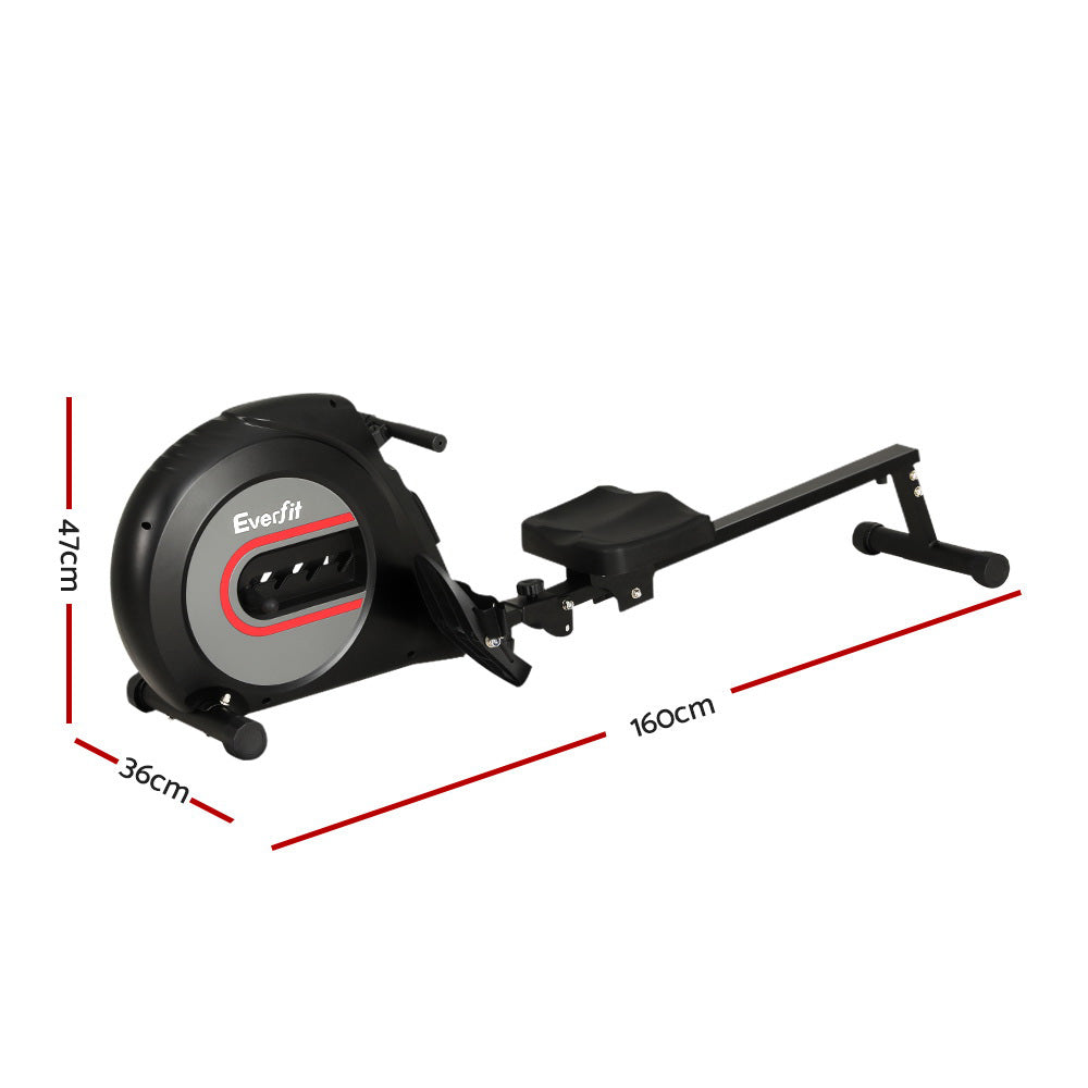 Everfit Rowing Machine Rower Elastic Rope Resistance Fitness Home Cardio Black-Sports &amp; Fitness &gt; Exercise, Gym &amp; Fitness &gt; Exercise Bikes-PEROZ Accessories