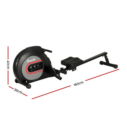 Everfit Rowing Machine Rower Elastic Rope Resistance Fitness Home Cardio Black-Sports &amp; Fitness &gt; Exercise, Gym &amp; Fitness &gt; Exercise Bikes-PEROZ Accessories