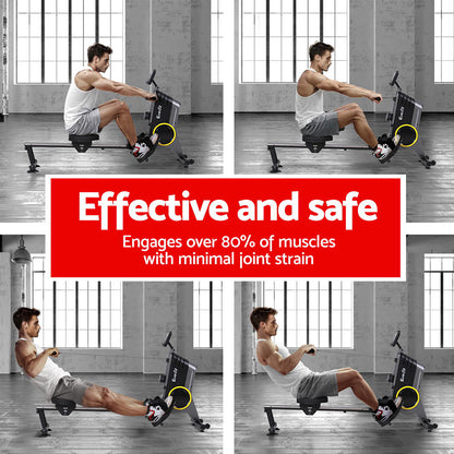 Everfit Rowing Machine 12 Levels Magnetic Rower Fitness Gym Cardio Workout-Sports &amp; Fitness &gt; Exercise, Gym &amp; Fitness &gt; Gym &amp; Training Step-PEROZ Accessories