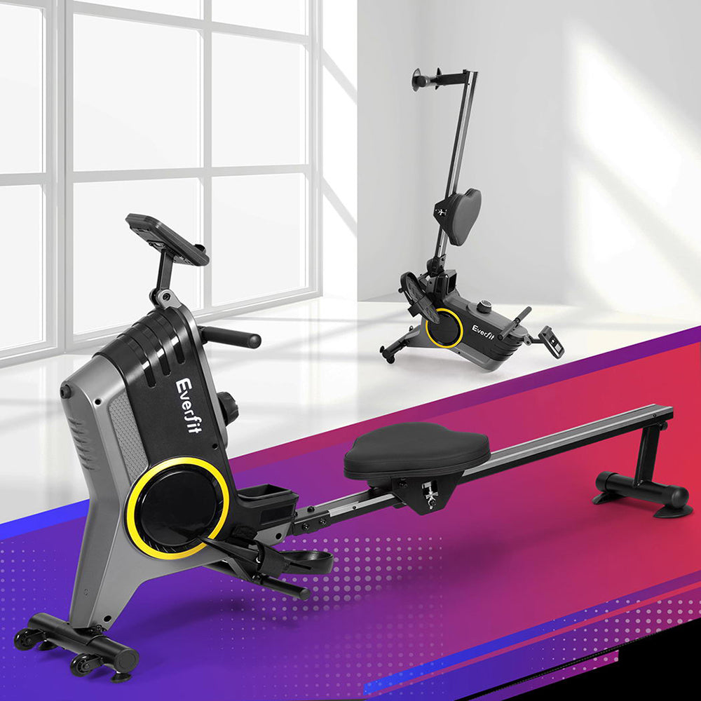 Everfit Rowing Machine 12 Levels Magnetic Rower Fitness Gym Cardio Workout-Sports &amp; Fitness &gt; Exercise, Gym &amp; Fitness &gt; Gym &amp; Training Step-PEROZ Accessories