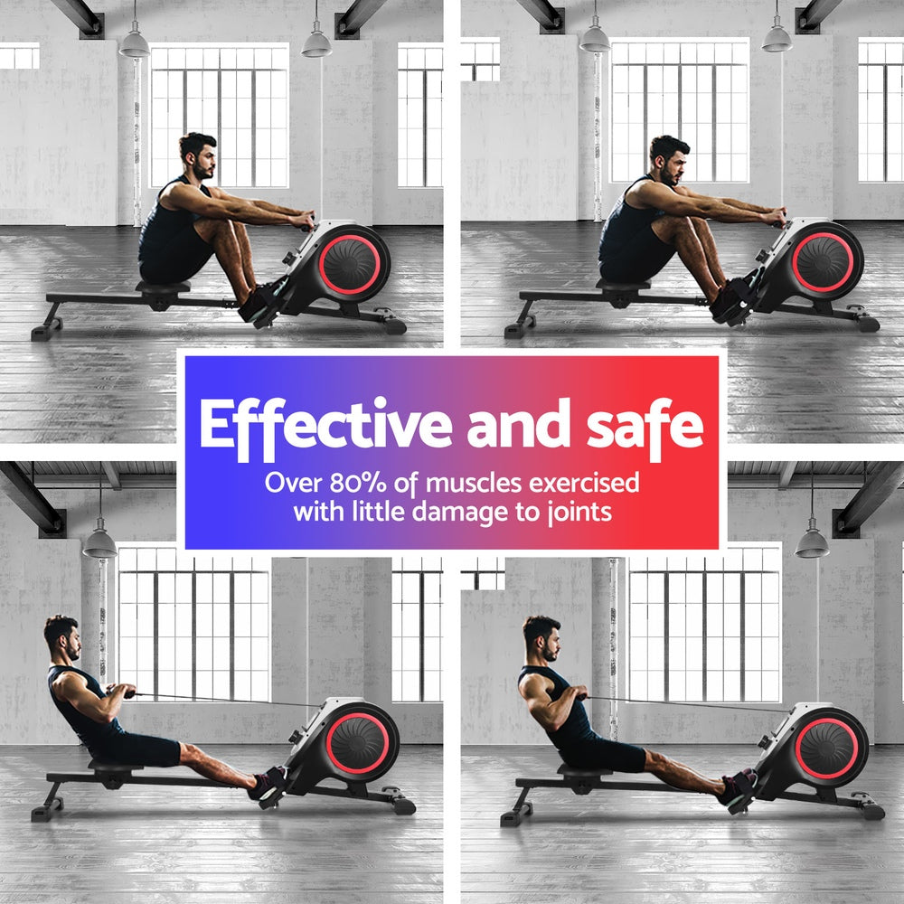 Everfit Rowing Machine 16 Levels Foldable Magnetic Rower Gym Cardio Workout-Sports &amp; Fitness &gt; Exercise, Gym &amp; Fitness &gt; Exercise Bikes-PEROZ Accessories