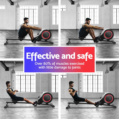 Everfit Rowing Machine 16 Levels Foldable Magnetic Rower Gym Cardio Workout-Sports &amp; Fitness &gt; Exercise, Gym &amp; Fitness &gt; Exercise Bikes-PEROZ Accessories