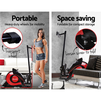 Everfit Rowing Machine Rower Magnetic Resistance Exercise Gym Home Cardio Red-Sports &amp; Fitness &gt; Fitness Accessories-PEROZ Accessories
