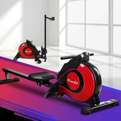 Everfit Rowing Machine Rower Magnetic Resistance Exercise Gym Home Cardio Red-Sports &amp; Fitness &gt; Fitness Accessories-PEROZ Accessories