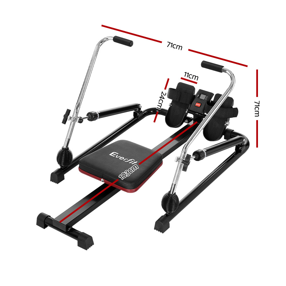 Everfit Rowing Machine 12 Levels Hydraulic Rower Fitness Gym Home Cardio-Sports &amp; Fitness &gt; Fitness Accessories-PEROZ Accessories