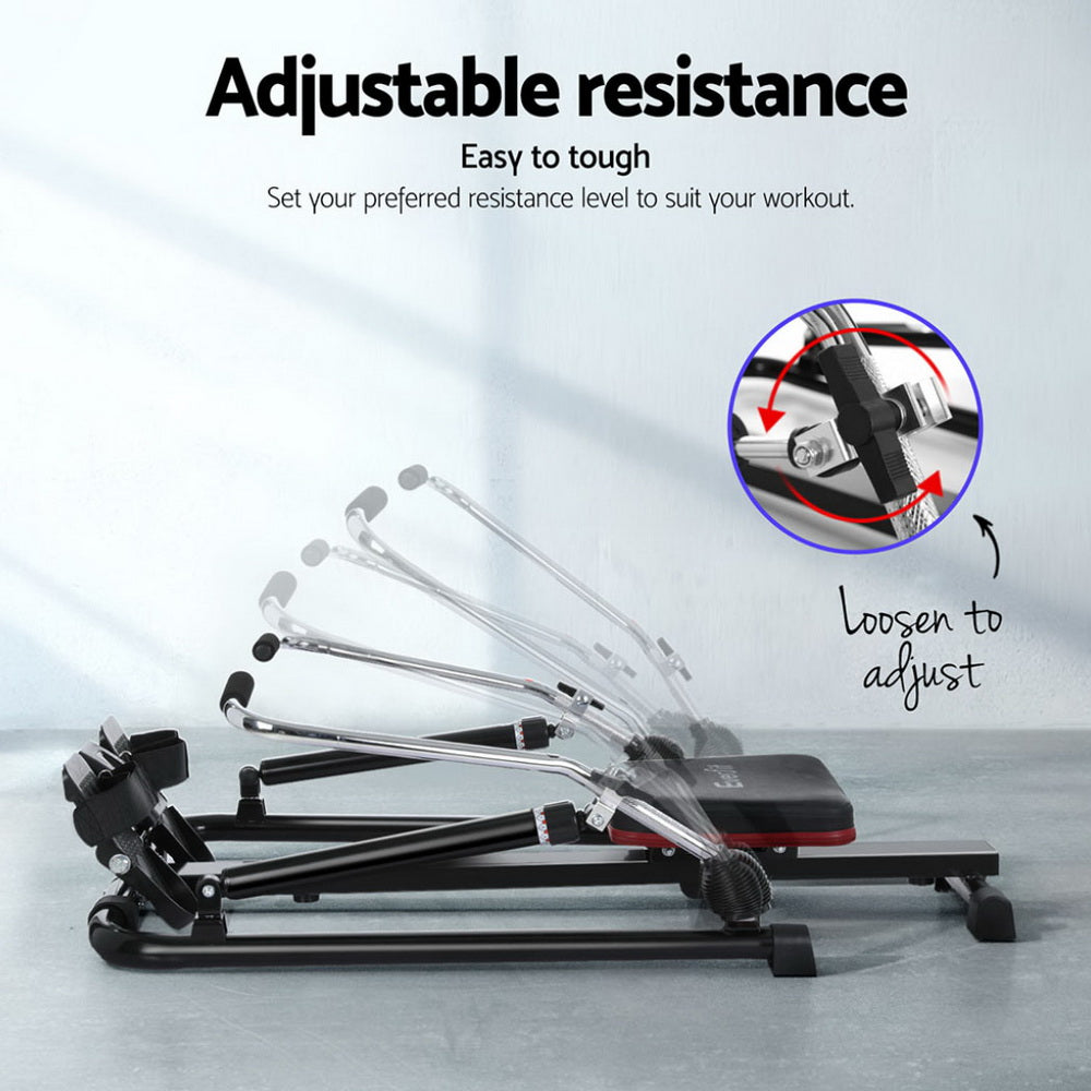 Everfit Rowing Machine 12 Levels Hydraulic Rower Fitness Gym Home Cardio-Sports &amp; Fitness &gt; Fitness Accessories-PEROZ Accessories