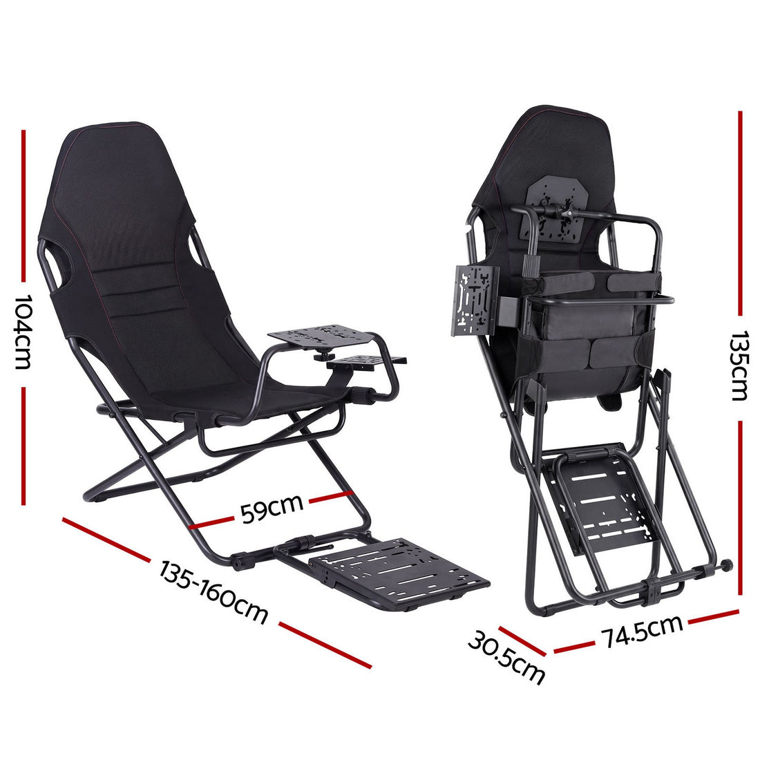 Artiss Steel Foldable Racing Simulator Cockpit Seat Wheel Stand Gear Shifter Mount Black-Furniture > Bar Stools &amp; Chairs > Gaming Chairs-PEROZ Accessories