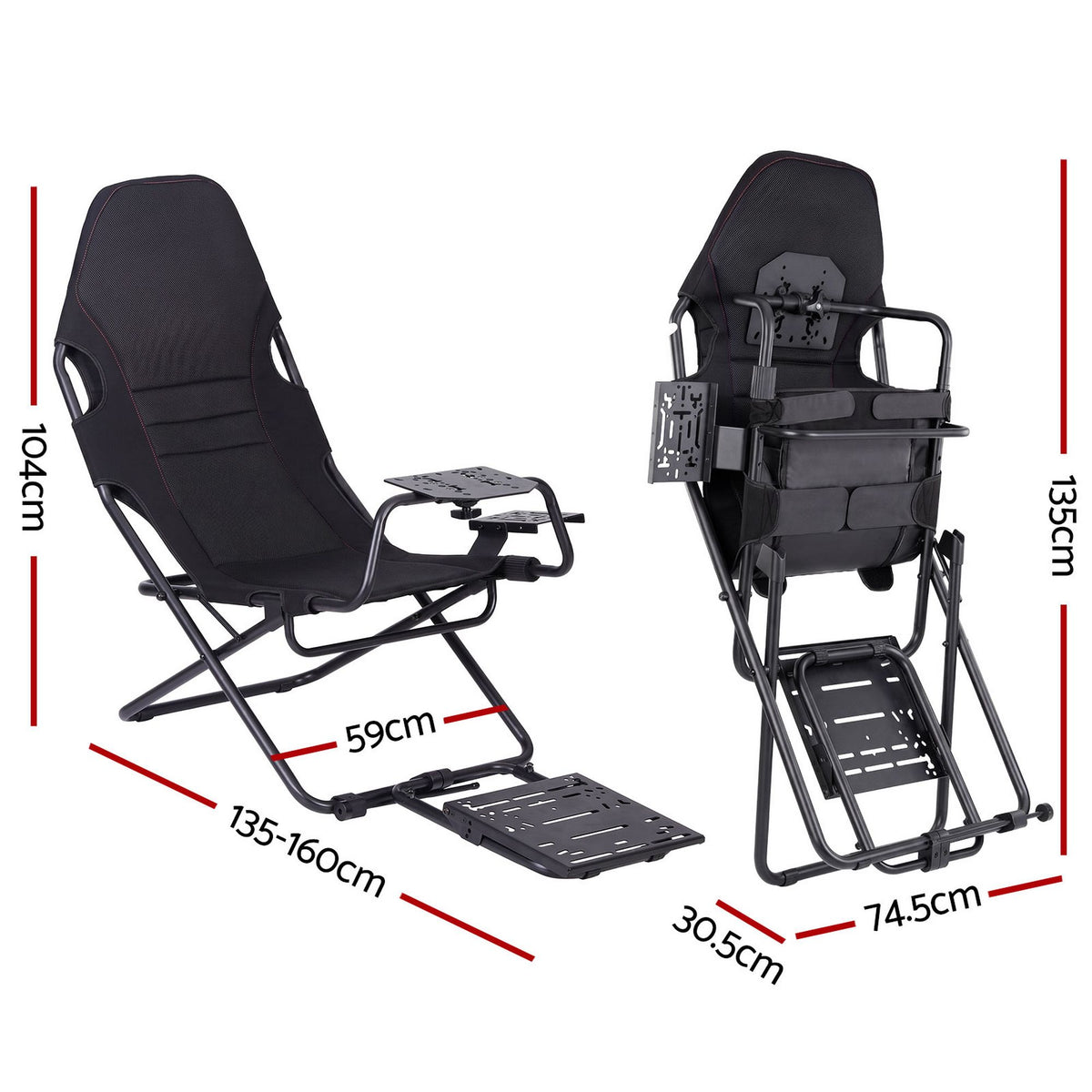 Artiss Steel Foldable Racing Simulator Cockpit Seat Wheel Stand Gear Shifter Mount Black-Furniture > Bar Stools &amp; Chairs > Gaming Chairs-PEROZ Accessories