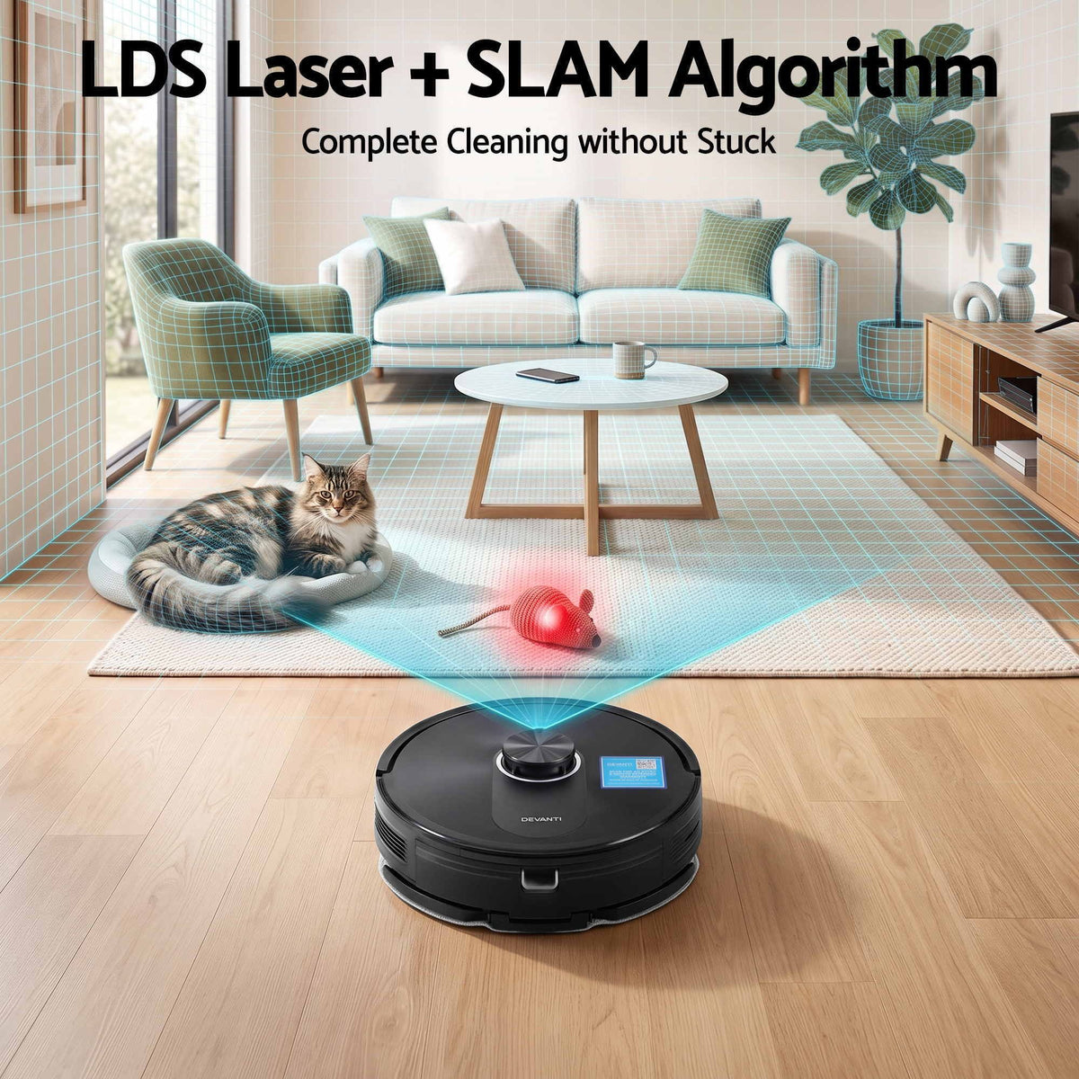 DEVANTI Robot Vacuum and Mop, APP Control 6000Pa LDS Laser 3-in-1 Cleaning-Appliances > Vacuum Cleaners > Vacuums-PEROZ Accessories