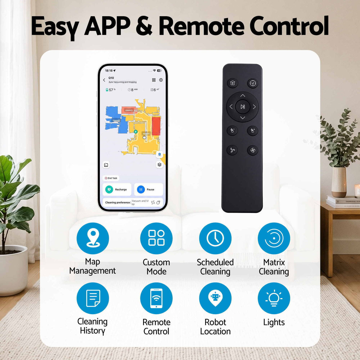 DEVANTI Robot Vacuum and Mop, APP Control 6000Pa LDS Laser 3-in-1 Cleaning-Appliances > Vacuum Cleaners > Vacuums-PEROZ Accessories