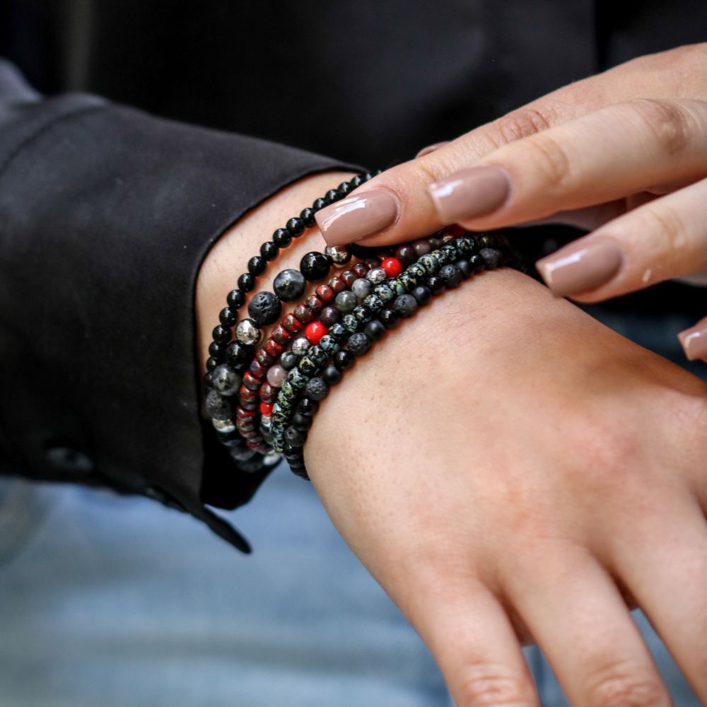 Rebel and Rose Glass Rocks Red Jazz 4mm Bracelet-PEROZ Accessories