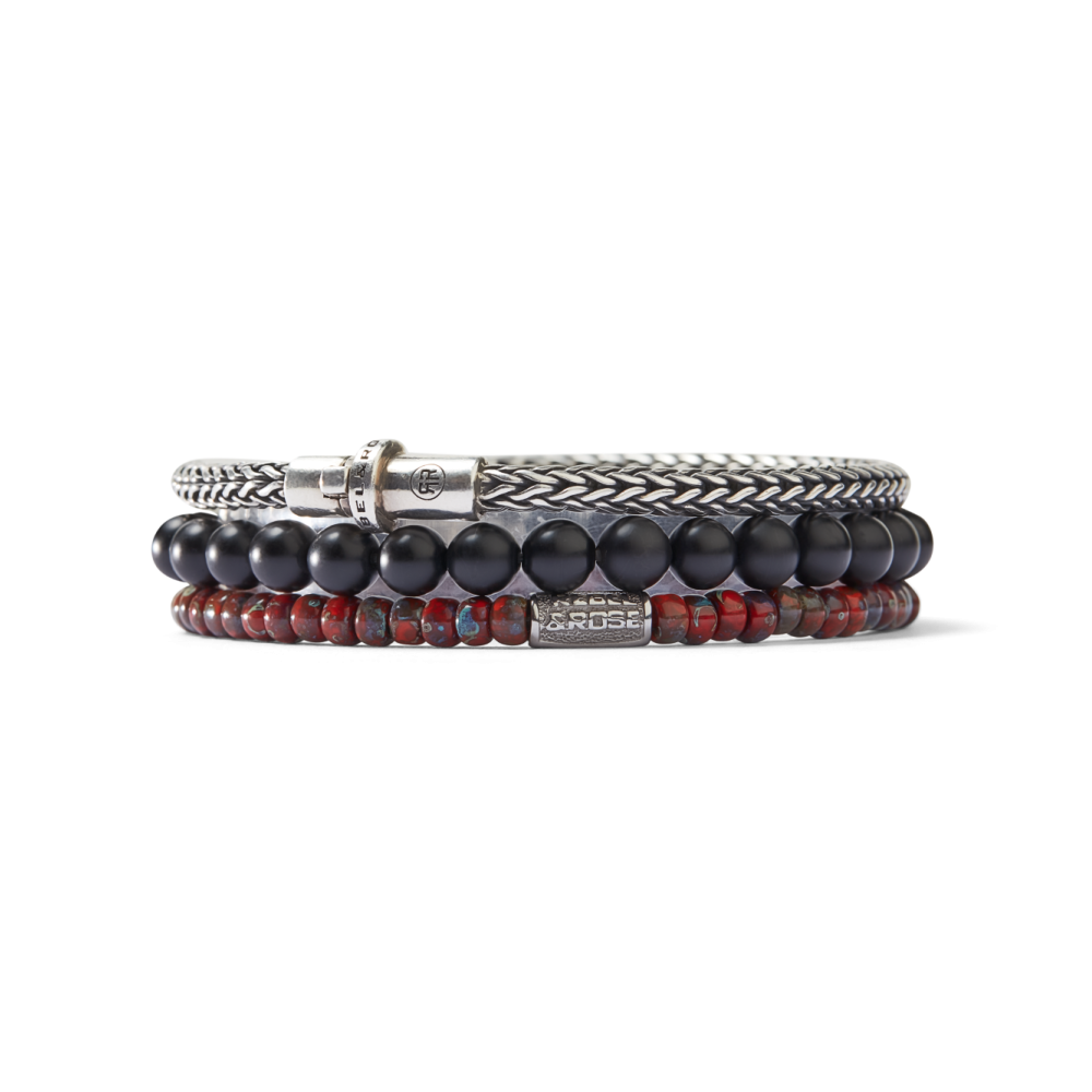 Rebel and Rose Glass Rocks Red Jazz 4mm Bracelet-PEROZ Accessories