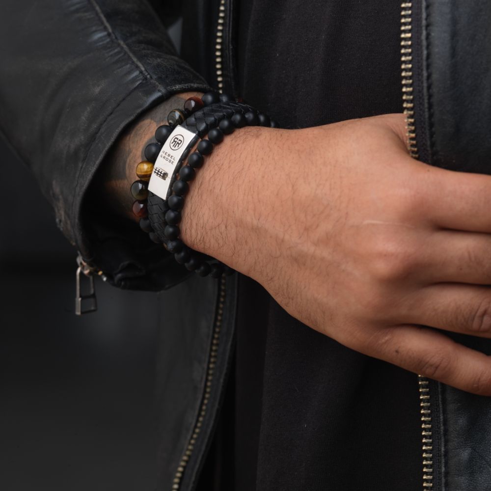 Rebel and Rose Mad Panther - All-Black 6mm Bracelet-PEROZ Accessories