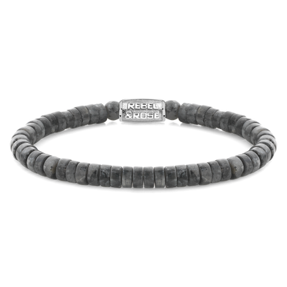 Rebel and Rose Slices - Larvakite Dark Grey 6mm Bracelet-PEROZ Accessories