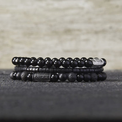 Rebel and Rose Slices - The Black Stone 4mm Bracelet-PEROZ Accessories