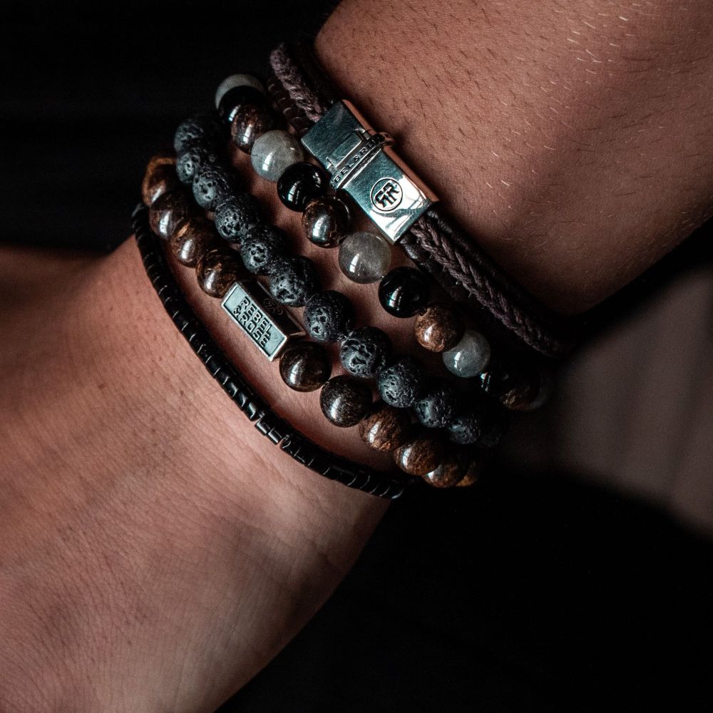 Rebel and Rose Slices - The Black Stone 4mm Bracelet-PEROZ Accessories