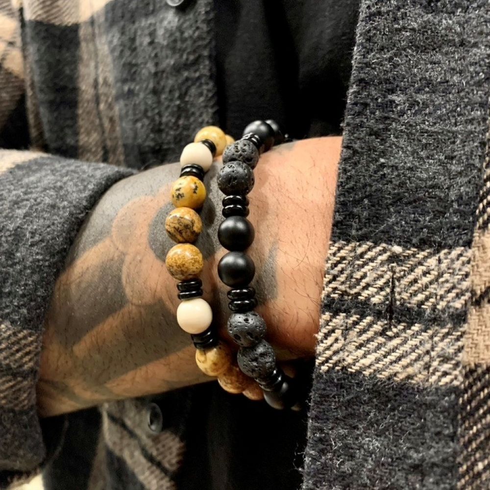 Rebel and Rose Variations Black 8mm Bracelet-PEROZ Accessories