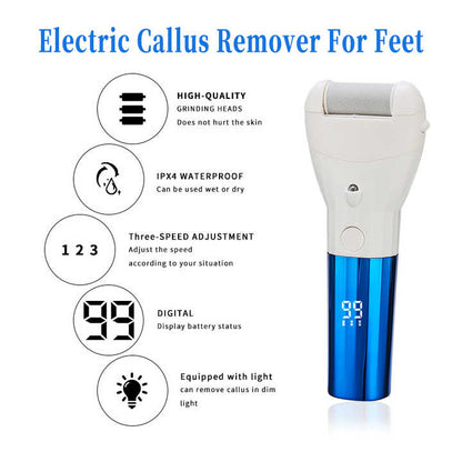 Rechargeable Electric Callus Remover with Adjustable Speeds and LED Display Dark Blue-Foot Care-PEROZ Accessories
