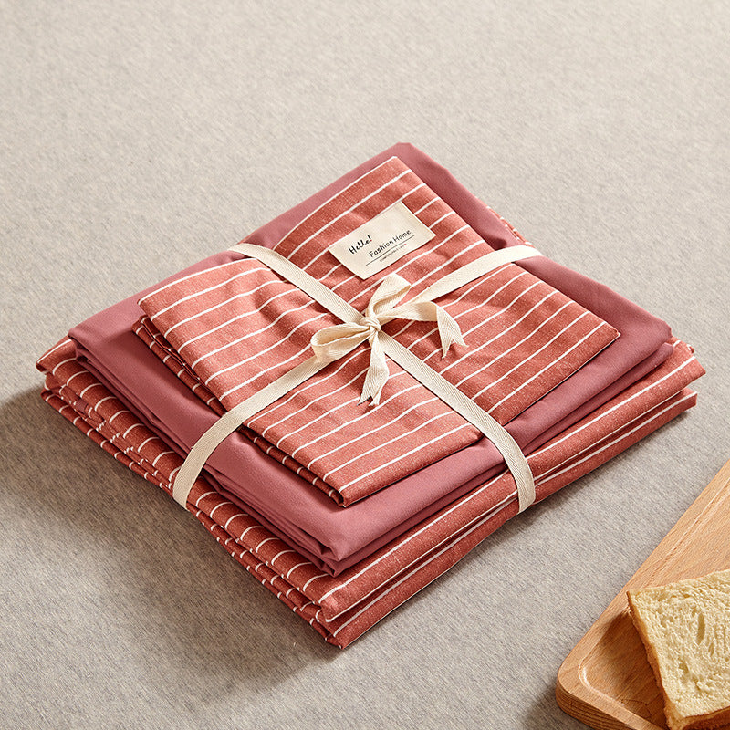 Red 4-Piece Cotton Bedding Set - Fits 1.5m/1.8m Beds (Duvet Cover 200x230cm, Bed Sheet 230x250cm)-Home &amp; Garden &gt; Bedding &gt; Duvet Covers-PEROZ Accessories