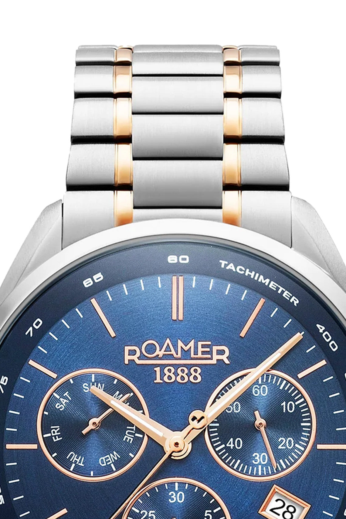 Roamer Pro Chrono 43.5mm Blue Dial Two Tone Stainless Steel Strap Watch-PEROZ Accessories