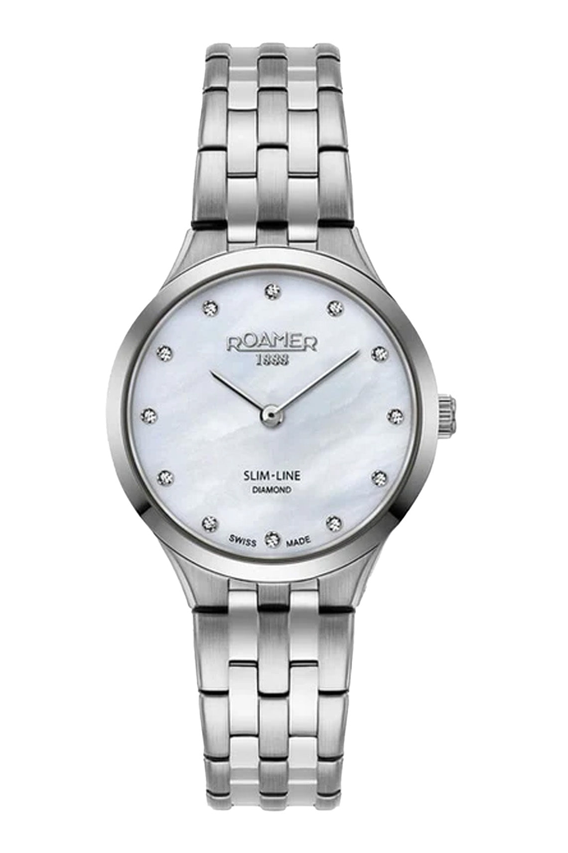 Roamer Slim Line 30mm Mother of Pearl and Diamond Dial Stainless Steel Strap Watch-PEROZ Accessories