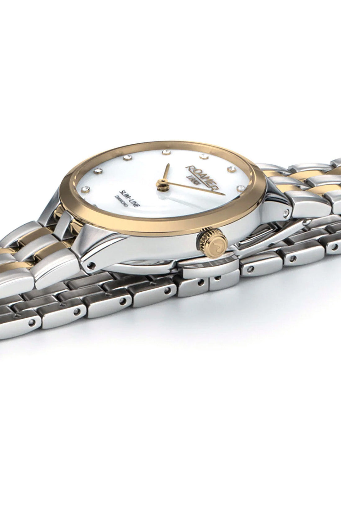 Roamer Slim Line 30mm Mother of Pearl and Diamond Dial Two Tone Stainless Steel Strap Watch-PEROZ Accessories