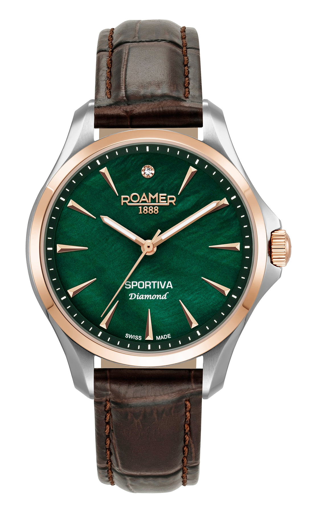 Roamer Swiss Made Sportivo Diamond Two Tone Green Watch-PEROZ Accessories