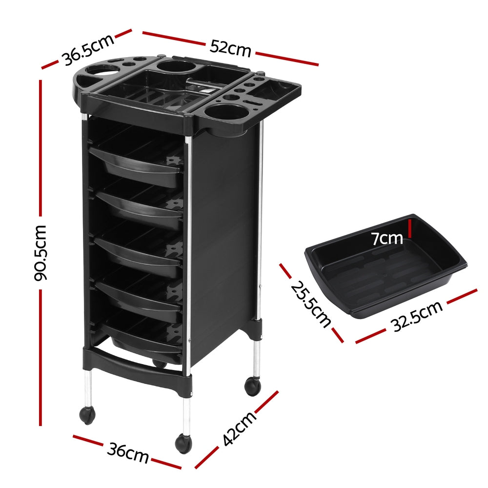 Embellir Salon Trolley Cart Spa Beauty Rolling Tray Hairdressing Storage 6 Tiers-Tools &gt; Tools Storage &gt; Utility Trolleys-PEROZ Accessories