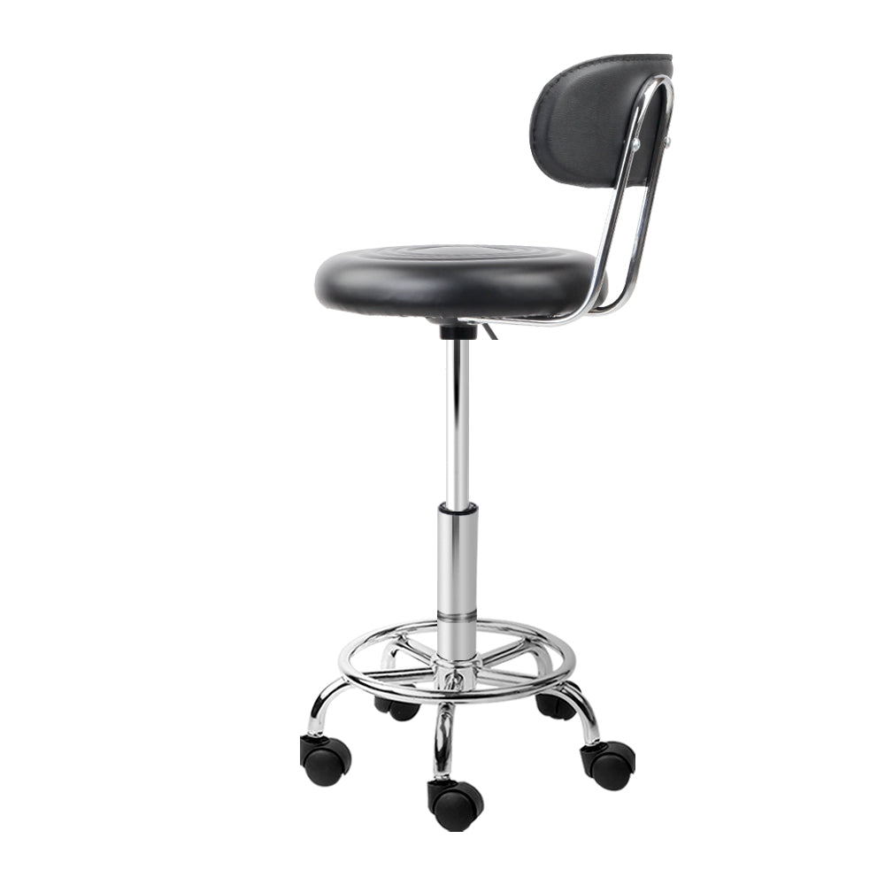 Artiss 2x Salon Stool Swivel Chair Backrest Black-Bar Stools-PEROZ Accessories
