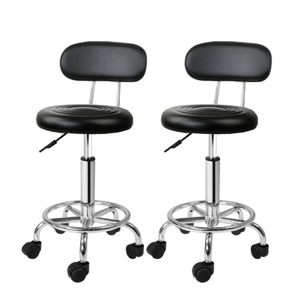 Artiss 2x Salon Stool Swivel Chair Backrest Black-Bar Stools-PEROZ Accessories