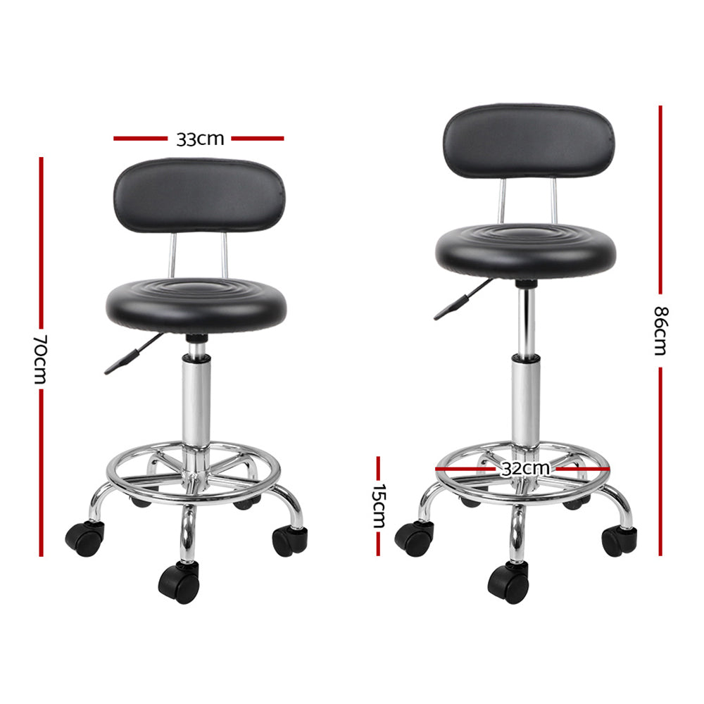 Artiss 2x Salon Stool Swivel Chair Backrest Black-Bar Stools-PEROZ Accessories