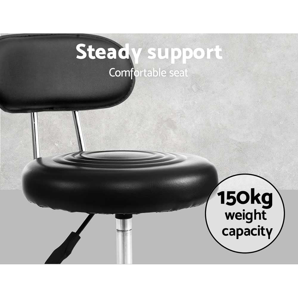 Artiss 2x Salon Stool Swivel Chair Backrest Black-Bar Stools-PEROZ Accessories