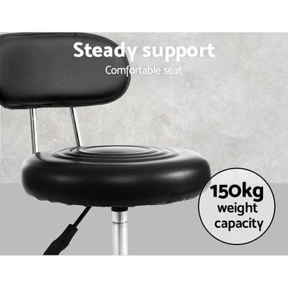 Artiss 2x Salon Stool Swivel Chair Backrest Black-Bar Stools-PEROZ Accessories