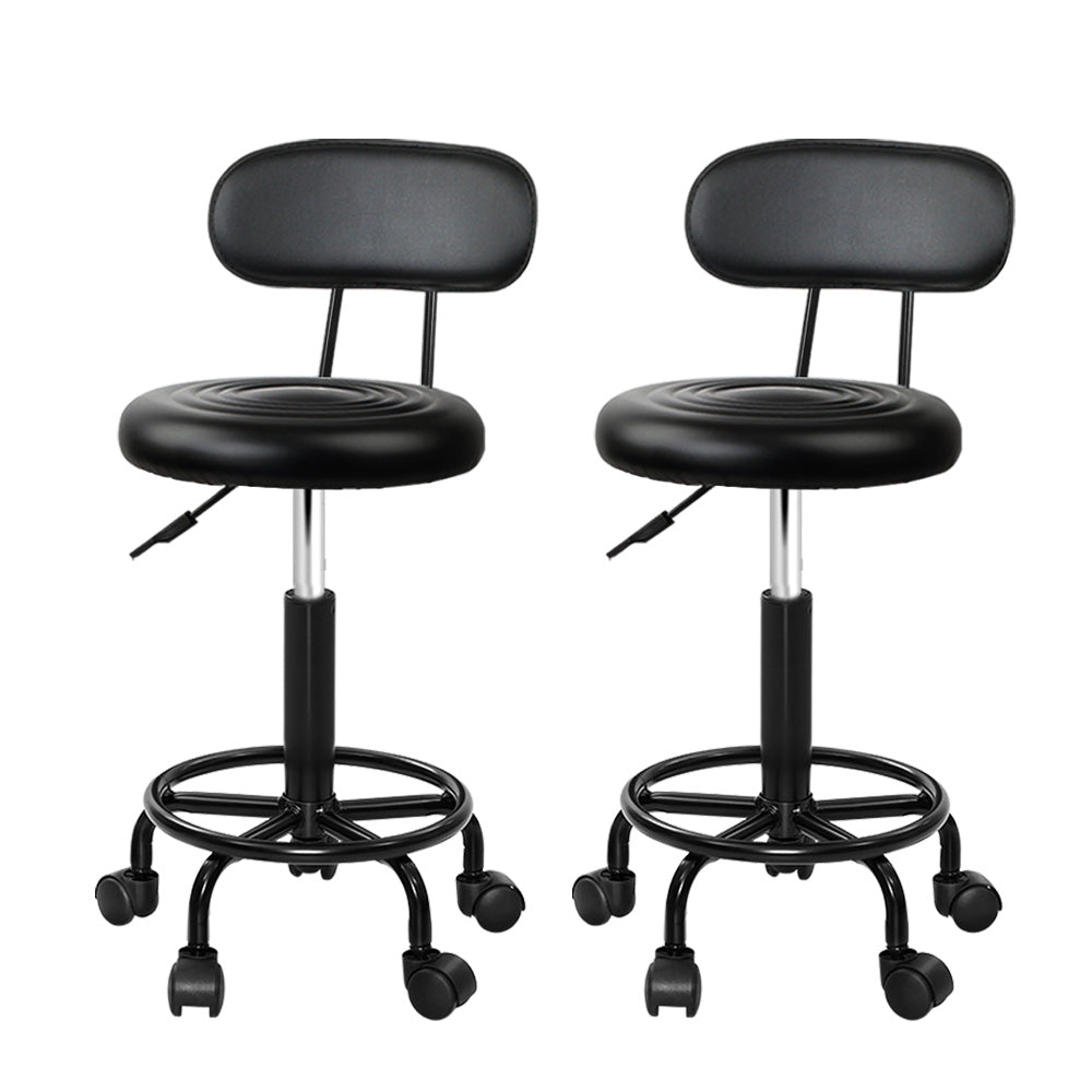 Artiss 2x Salon Stool Swivel Chair Backrest-Bar Stools-PEROZ Accessories