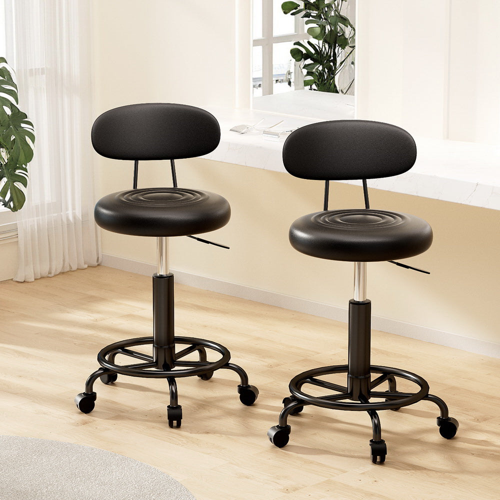 Artiss 2x Salon Stool Swivel Chair Backrest-Bar Stools-PEROZ Accessories