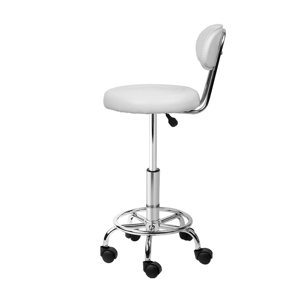 Artiss 2x Salon Stool Swivel Chair Backrest White-Bar Stools-PEROZ Accessories