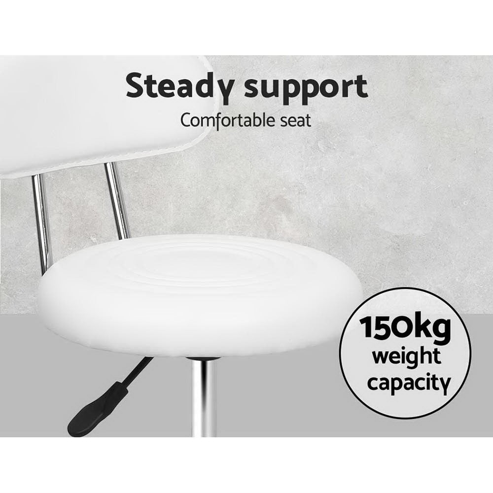 Artiss 2x Salon Stool Swivel Chair Backrest White-Bar Stools-PEROZ Accessories