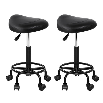 Artiss 2x Salon Stool Saddle Swivel Chair-Bar Stools-PEROZ Accessories
