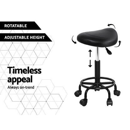 Artiss 2x Salon Stool Saddle Swivel Chair-Bar Stools-PEROZ Accessories