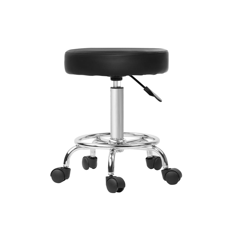 Artiss 2x Salon Stool Round Swivel Chair Black-Bar Stools-PEROZ Accessories