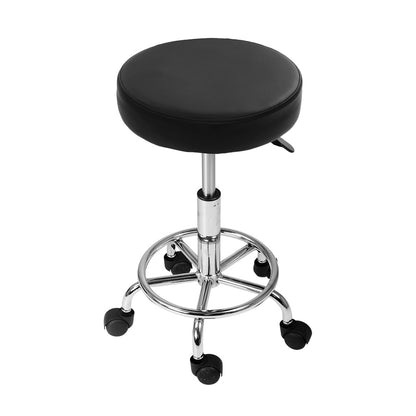 Artiss 2x Salon Stool Round Swivel Chair Black-Bar Stools-PEROZ Accessories