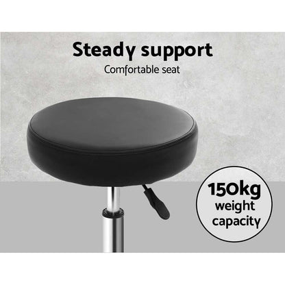Artiss 2x Salon Stool Round Swivel Chair Black-Bar Stools-PEROZ Accessories